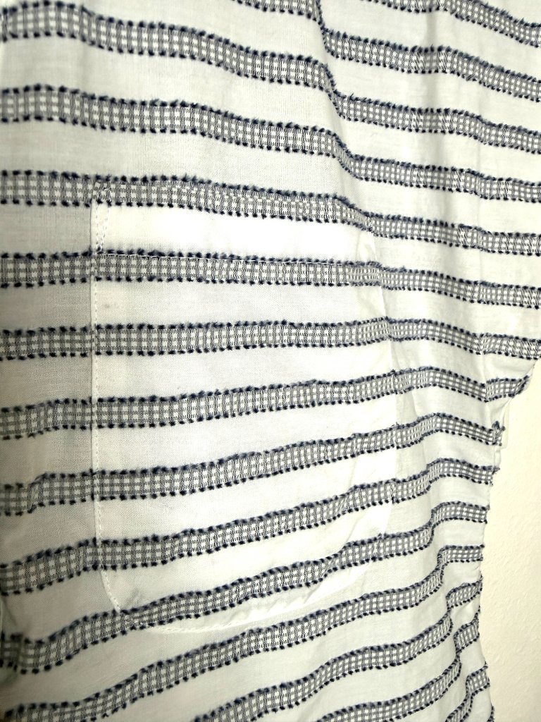 Bridge & Burn Striped Cotton Popover Blouse Navy White Cap Sleeve Portland — image 5 of 6